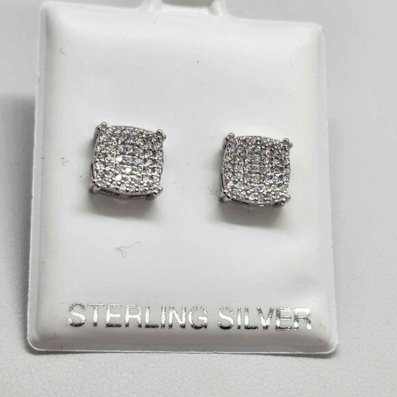 Brand New   Sterling Silver 925 Square  Design Earrings - Picture 1 of 4